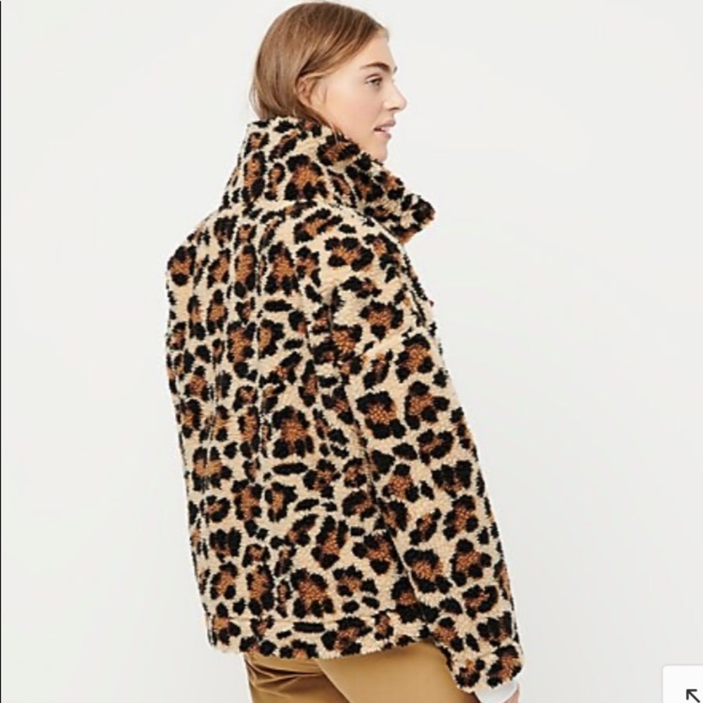 J Crew snap-collar, leopard print Sherpa; size S - Picture 2 of 13
